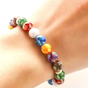 7 Chakra Reiki Healing Stone Bracelet Yoga Balance Energy Volcanic Stone